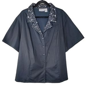 Anna Maxwell Women 5X Black Whimsygoth Embroidered Top